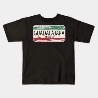 Mexican License Plate Guadalajara Mexican Flag Emblem Kids T-Shirt